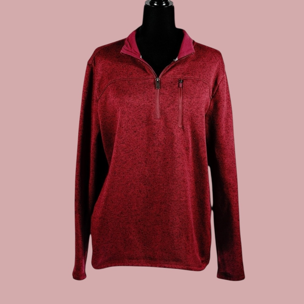 Jockey Mens Medium Red Quarter-Zip Pullover Fleece Sweater Casual Outdoor - Picture 4 of 15
